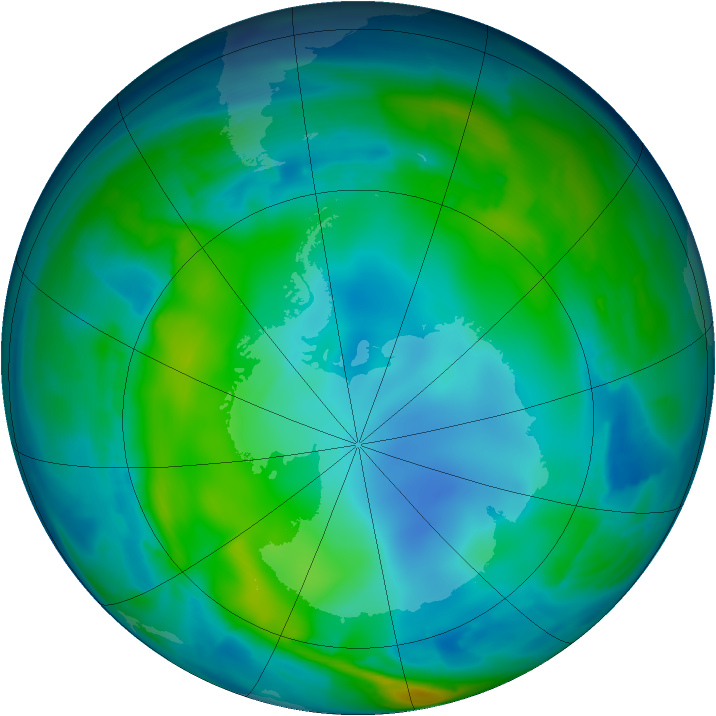 Antarctic ozone map for 22 May 2009